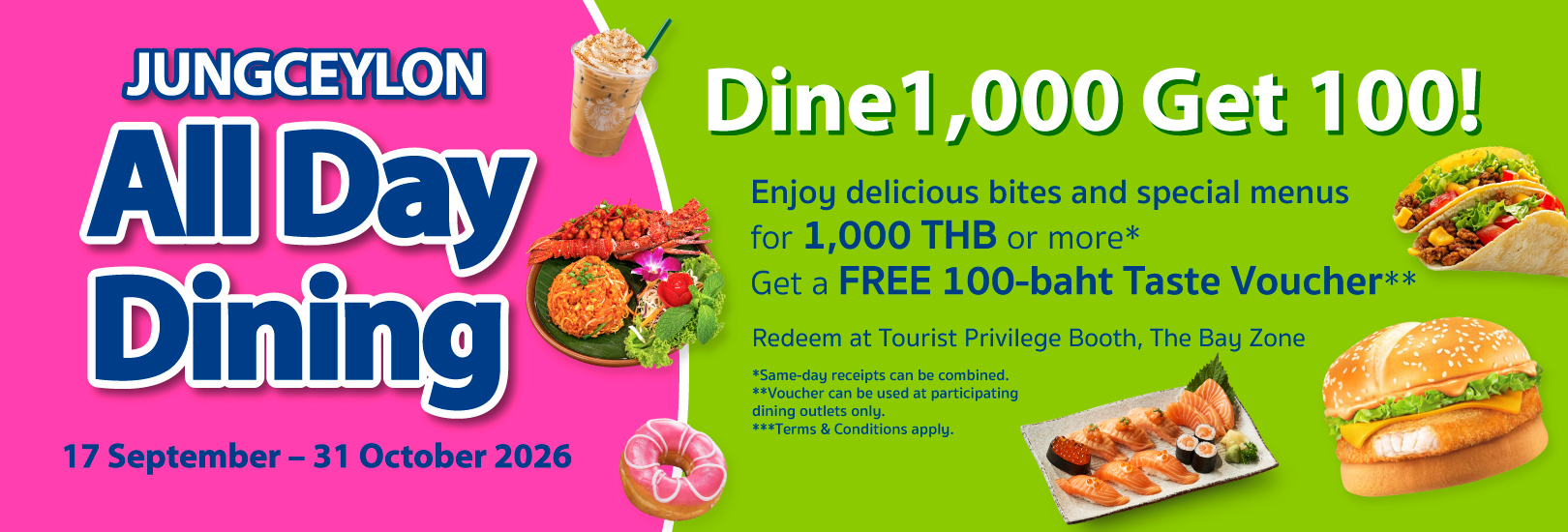 All Day Dining at Jungceylon: Spend 1,000 and Get 100 in Taste Vouchers!